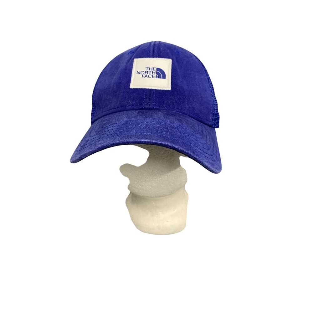 The North Face Hat Cap Snap Back Mens One Size Royal Blue Trucker Mesh Patch